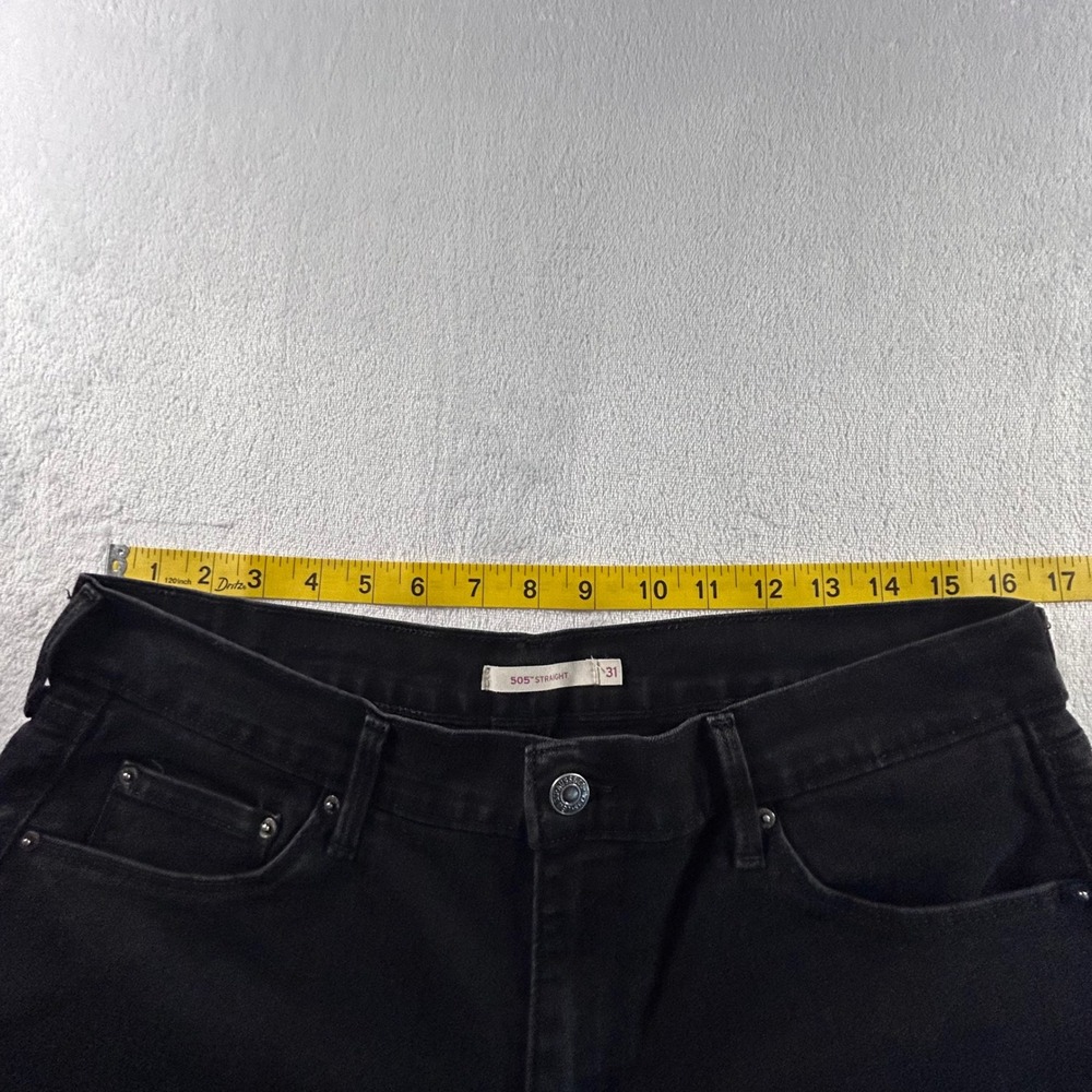 Levi's 505 Straight Jeans Black Denim W31 L34 Classic Fit - Picture 9 of 10